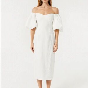 white linen Rhode Karima midi bridal dress NWT size XL